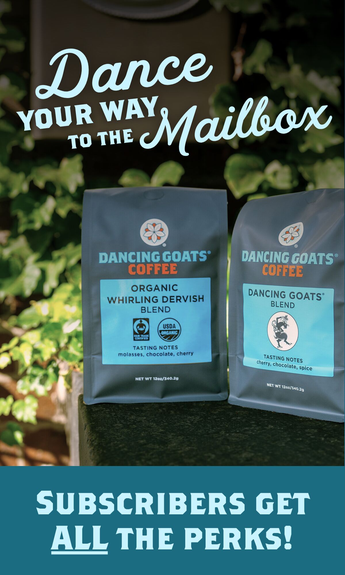 image of dancing goats bags on a doorstep